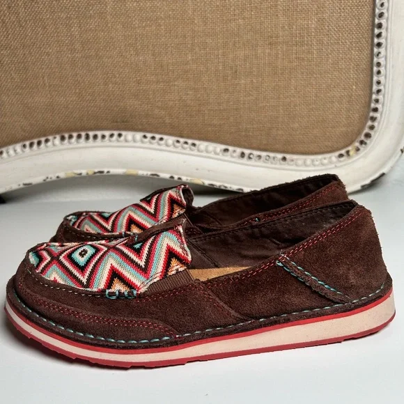 Ariat Women's Cruiser Palm Brown Suede Serape Mesh Slip On Shoes Loafers Sz 7.5 - Picture 6 of 16